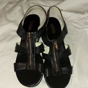 Michael Kors  Black  leather  wedges  zip up Sz.11 M.